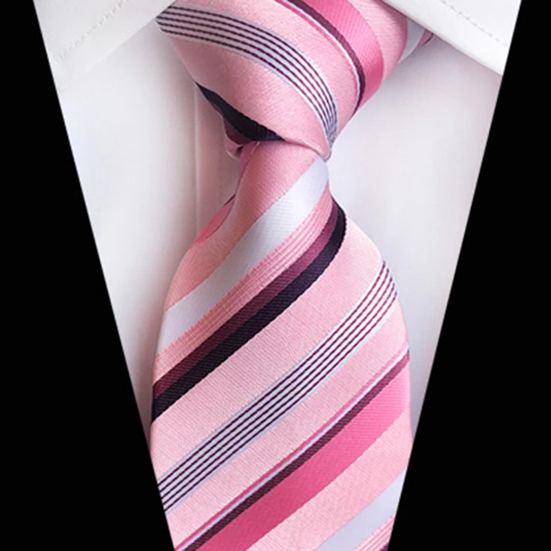 Silk Tie 8cm Stripe Plaid Dot Necktie Yellow Blue Ties for Men Business Wedding Party