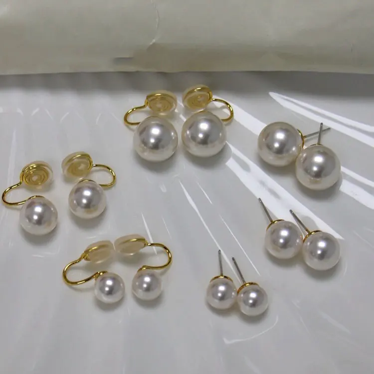 Dropshipping Fine S925 Sterling Silver Needle Pearl Stud Earrings Luxury Strong Light 12mm Austrian Pearls Earrings for Women