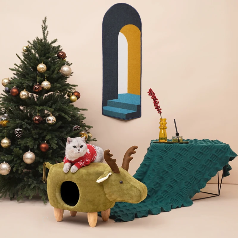 Christmas Hot Sale Cute Elk Stool Creative Cat Supplies Bed For Humans And