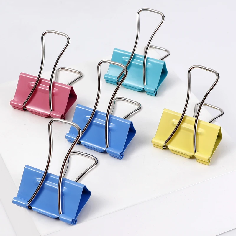 Tenwin 1325 Best Price Less Effort Manufacture Clips New Design Folder Steel Metal Color Force Binder Paper Clips 19mm