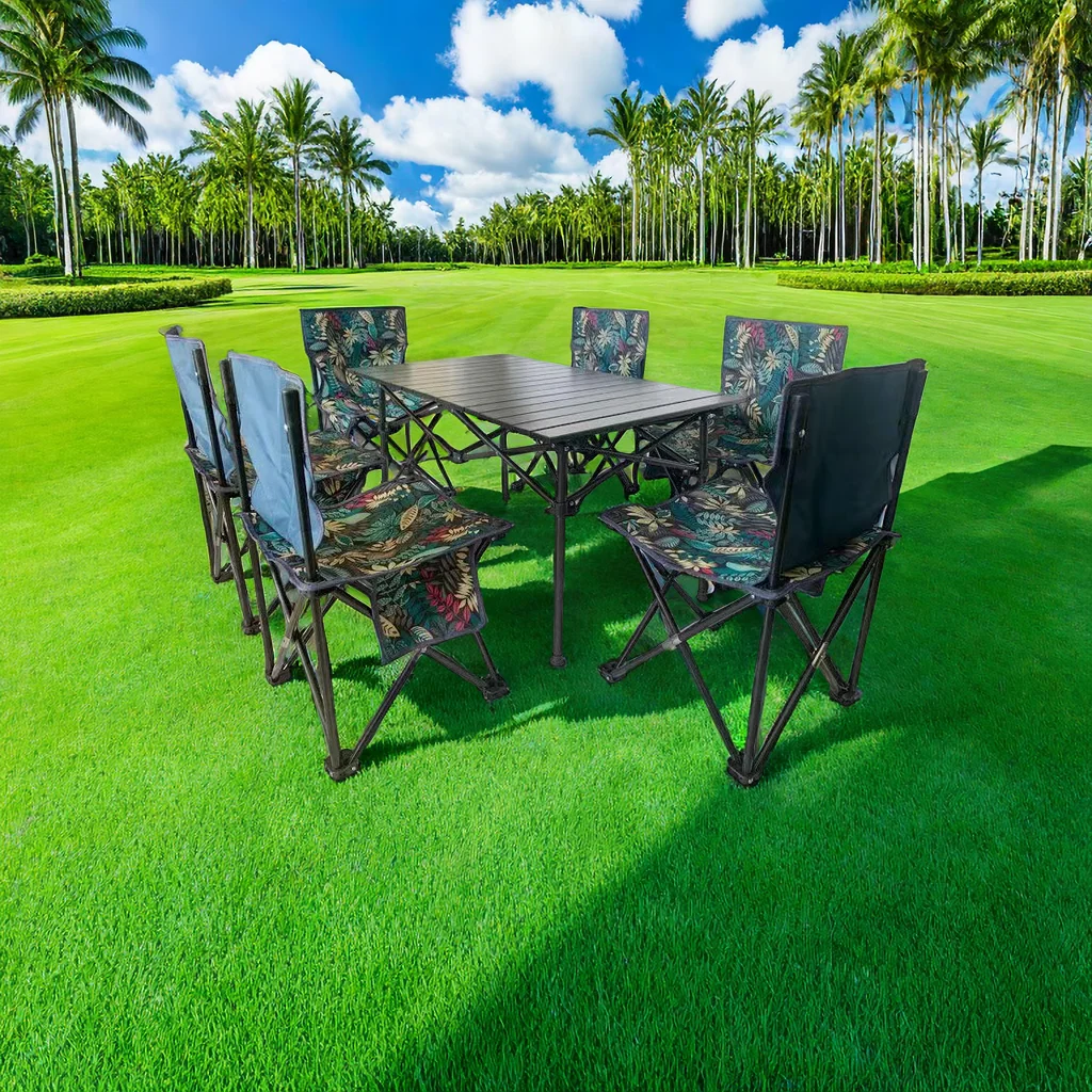 Cheap Outdoor Furniture Portable Roll Up Aluminium Heavy Duty Folding Foldable Camping Table And Chairs Set