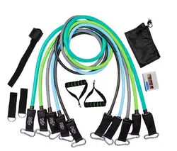 11 Pieces Gym Fitness Equipment Pull Rope Door Mounted Resistance Tube Band 150 lbs