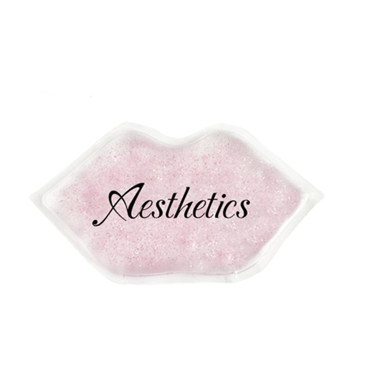 Reusable Hot Cold Gel Packs with Glitter Lip Shape Ice Gel Pack pink Mini lip Shaped Beauty Gel Custom Lip Ice Pack