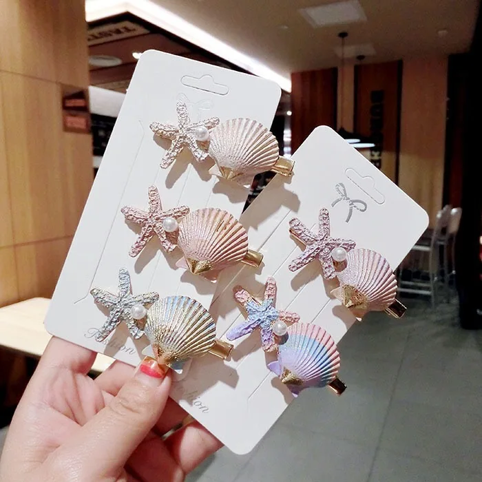 Korean Style Girl Hair Clip Ocean Starfish Seashells Bangs Duckbill Clip