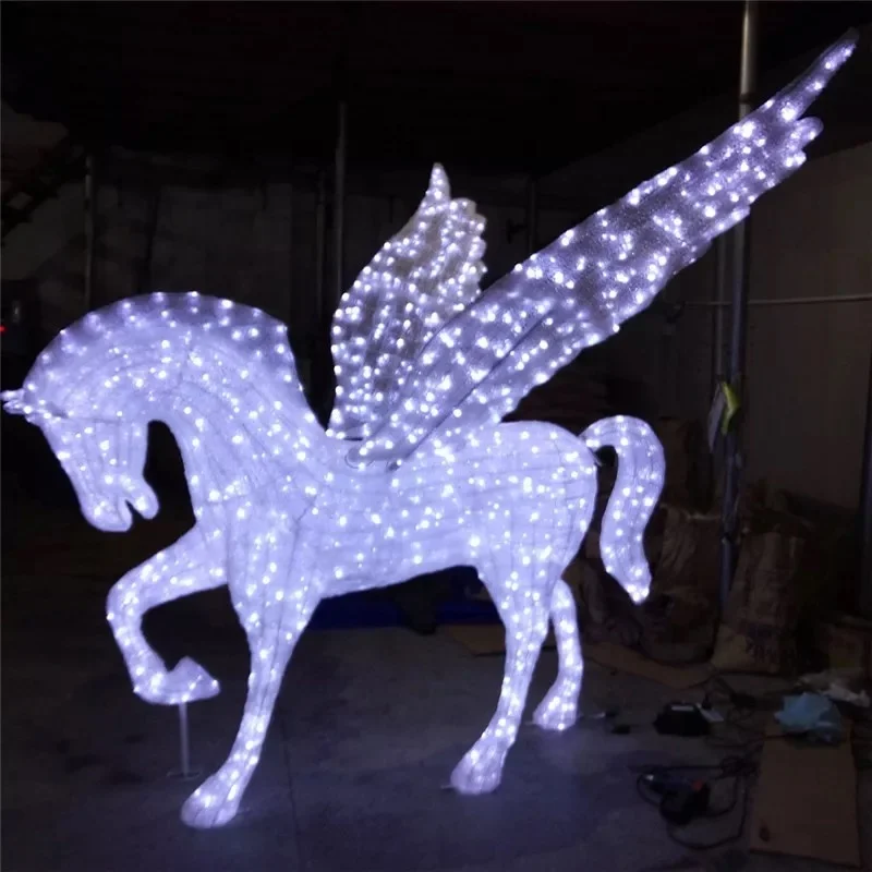 Waterproof 3d horse carriage led decoration lights for outdoor festival use