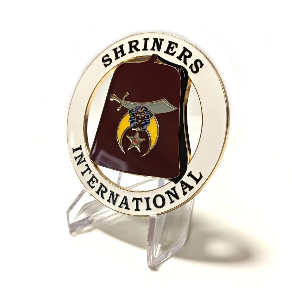 Shriner эмблема автомобиля металлическая поделка 3-дюймовая Золотая масонская шприц-эмблема вырезанная шприц-значок