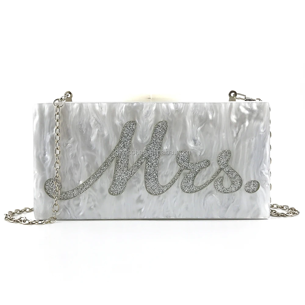 
OC4052 Online Mrs custom frame clutch bags wedding white bardal purse 