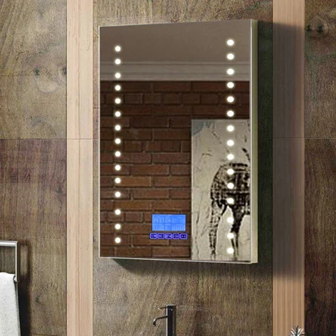 
LCD Screen 600 x 600 Modern LED Bathroom Mirror With Radio 