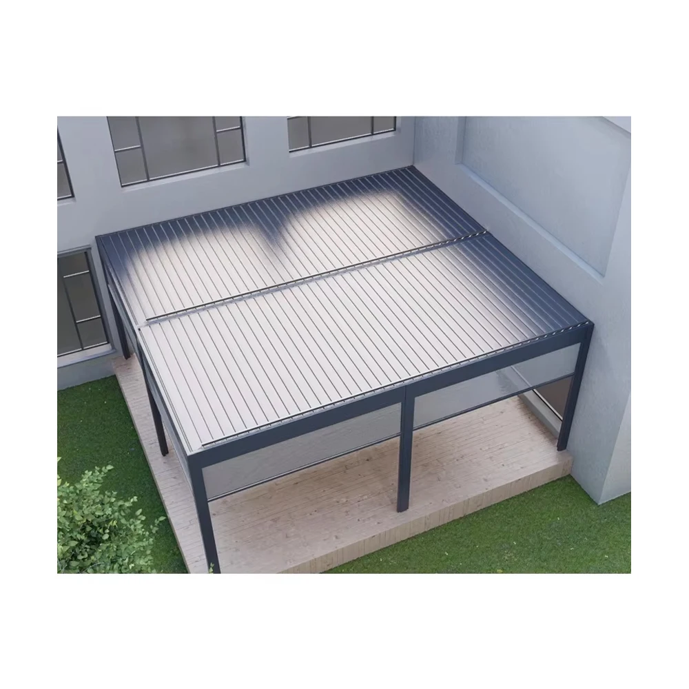 Outdoor hotel villa leisure garden pavilion aluminum alloy awning smart shutter pavilion sun room