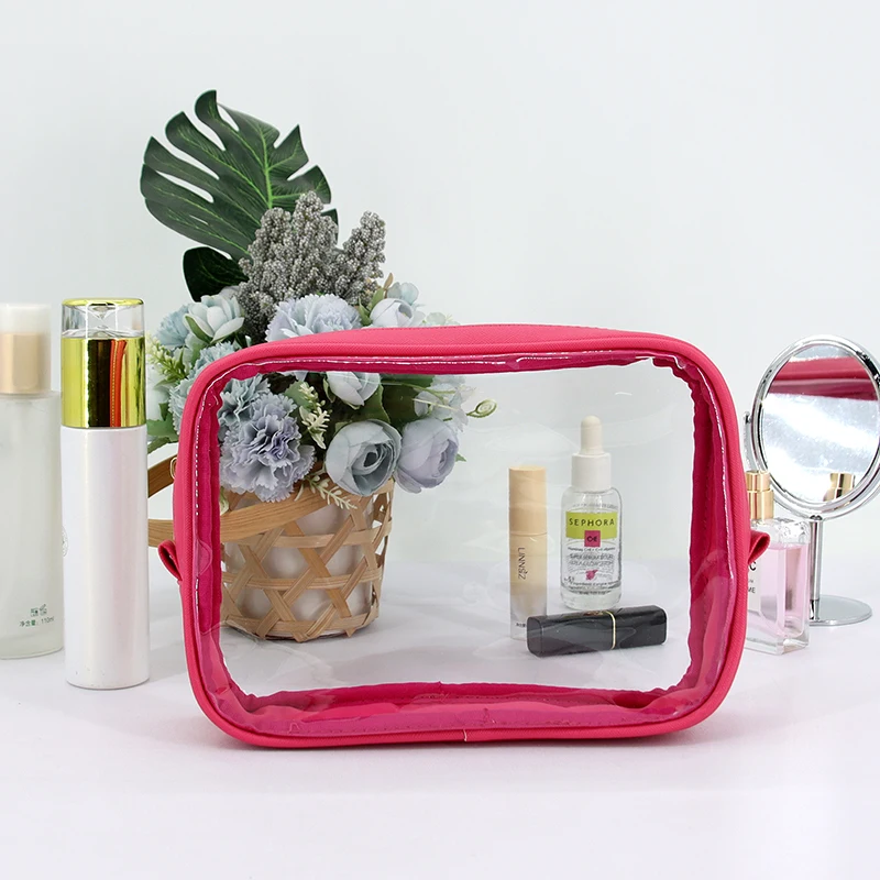 Wholesale TPU PVC Toilet wash Bag Waterproof Clear Transparent Beauty Toiletry Cosmetic Make Up Makeup Bag for Travel