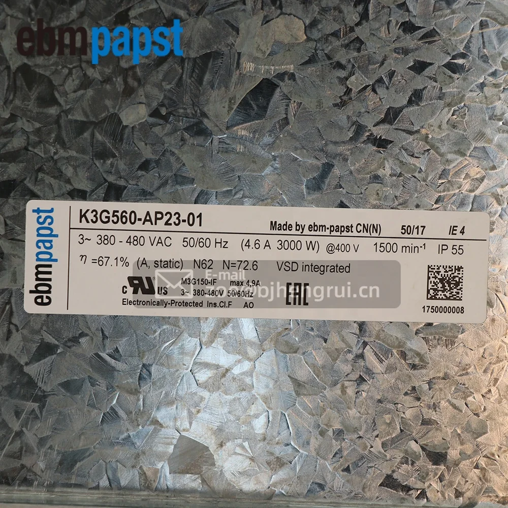 Ebmpapst K3G560-PB31-03 K3G560-PB31-03/F02 400V EC 6.5A аппарат для кондиционирования воздуха центробежное охлаждение AHU вентилятор K3G560-PB31-03/F01
