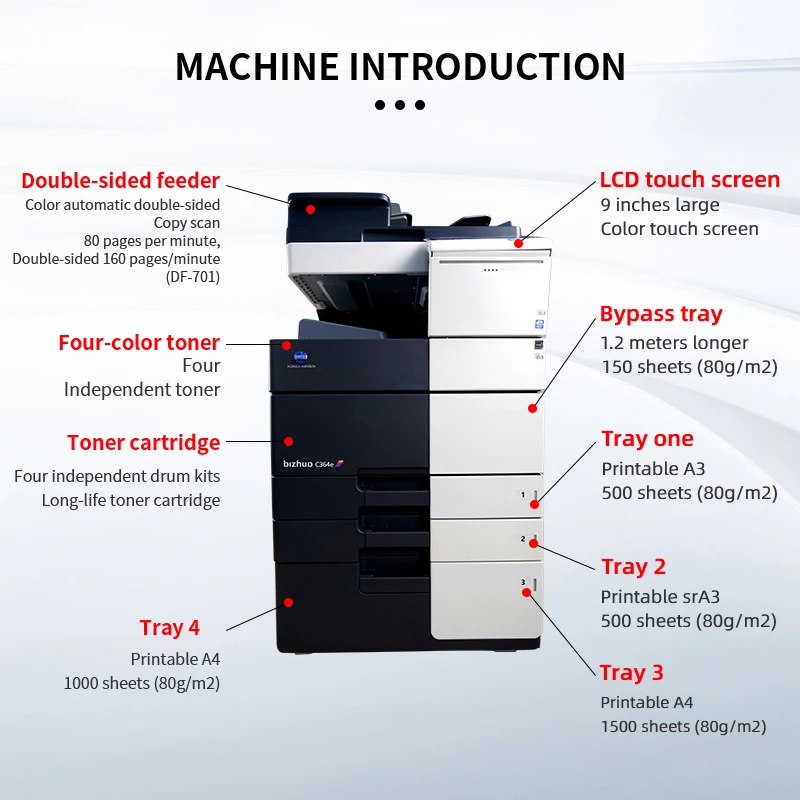  Цветной лазерный многофункциональный фотокопир A3 с принтером для Konica Minolta Bizhub