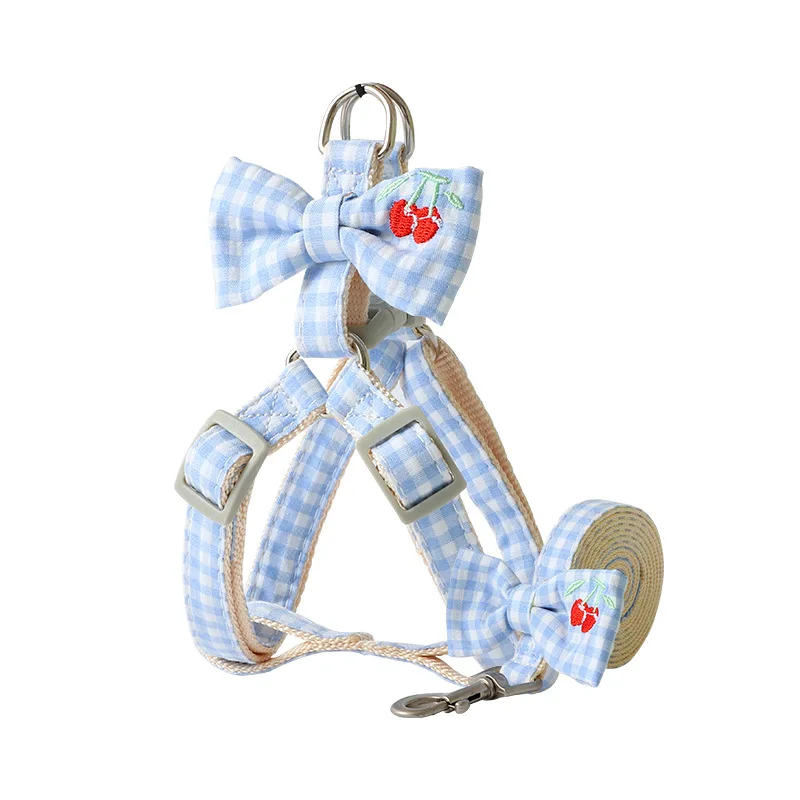 New spot Pipi Tao clear fresh wind fruit embroidery lead rope small and medium-sized dog teddy leash dog leash