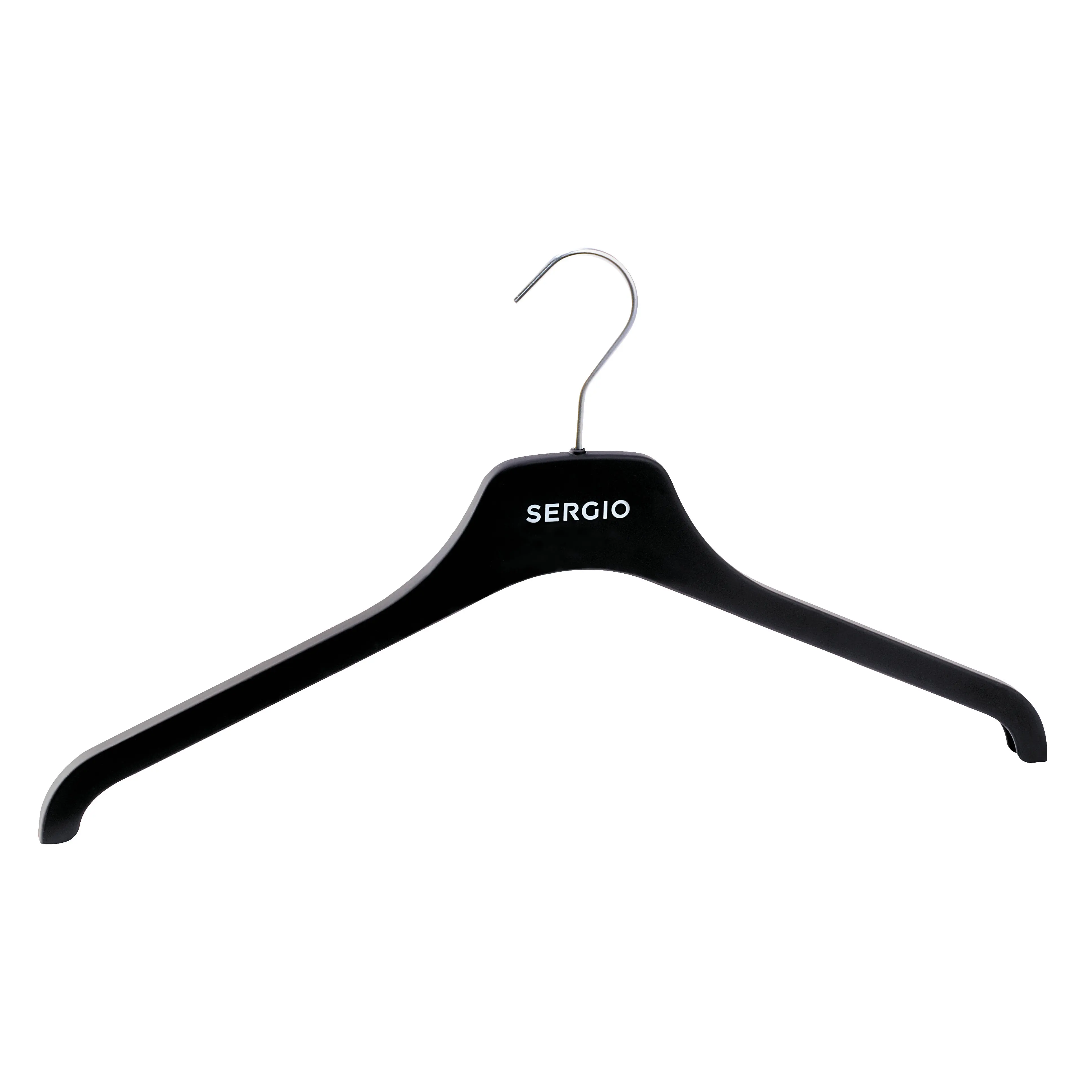 Durable Black Outwear Plastic Hanger with Metal Hook