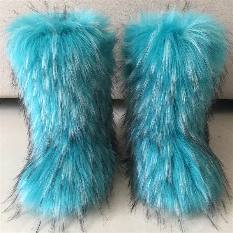 wholesale women raccoon fur fur boots fluffy fur snow boots