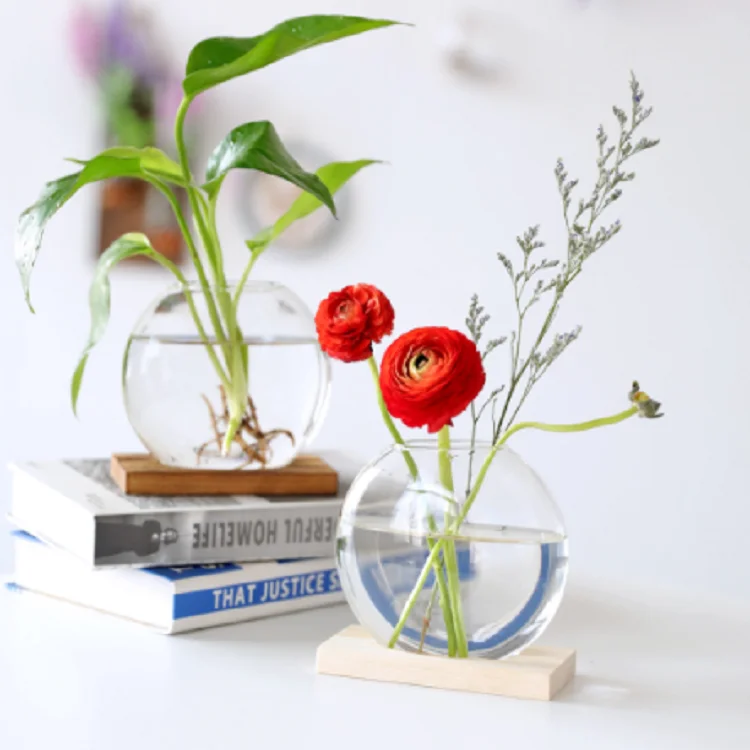 Wind wood art hydroponic green radish decoration glass vase living room home decoration office desktop decoration