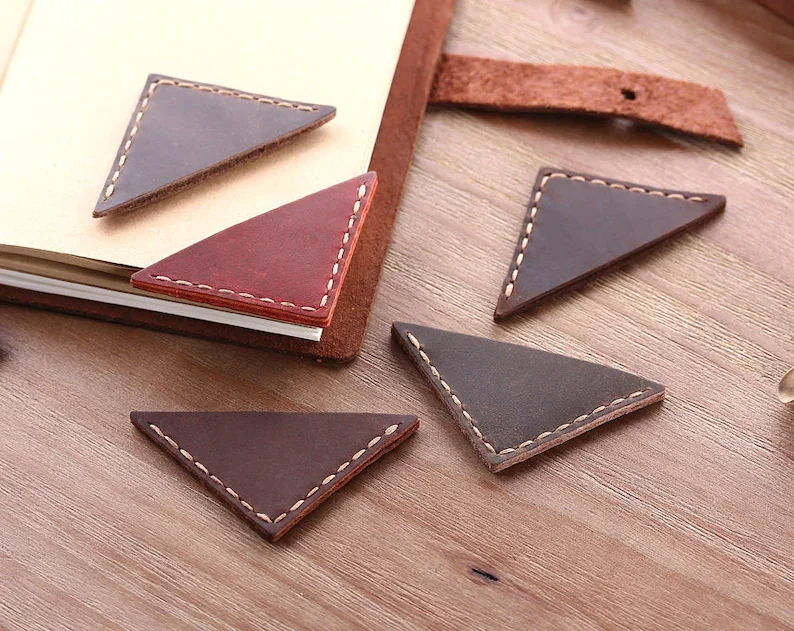 
crazy horses genuine leather bookmark customized leather bookmark triangle shape 