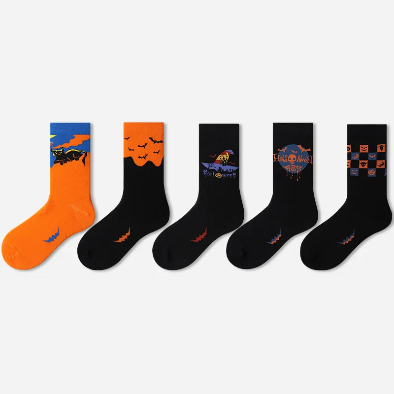 Custom Adult Crew Spooky Halloween Socks cotton