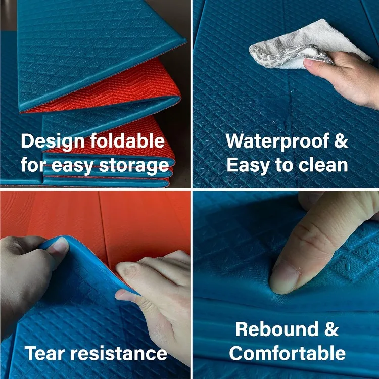 6mm Thick Lightweight and Easy to Store Anti-Slip Folding Exercise Yoga  Mat for Yoga Pilates Home Workouts and Floor Exercises
