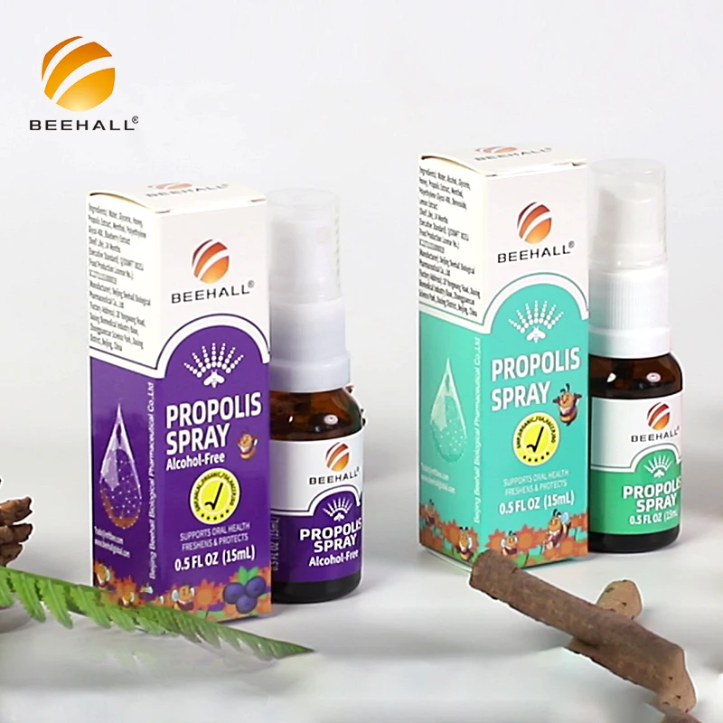 BEEHALL Private Label Non Alcohol Propolis Mouth Spray with Blueberry Flavor