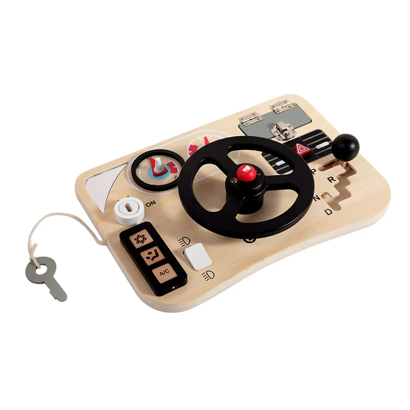 Onshine Early wooden education steering wheel busy board key toys switch intelligence toy