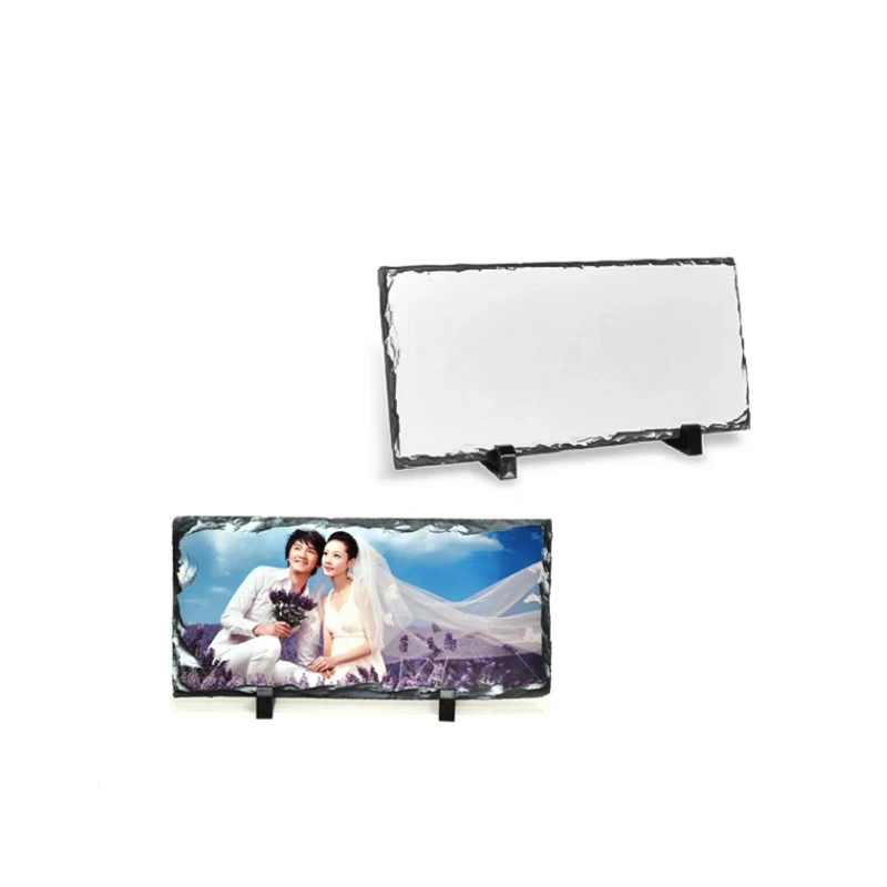 Custom Sublimation Printing Rectangular Rock Slate Photo Frame For Home Decoration