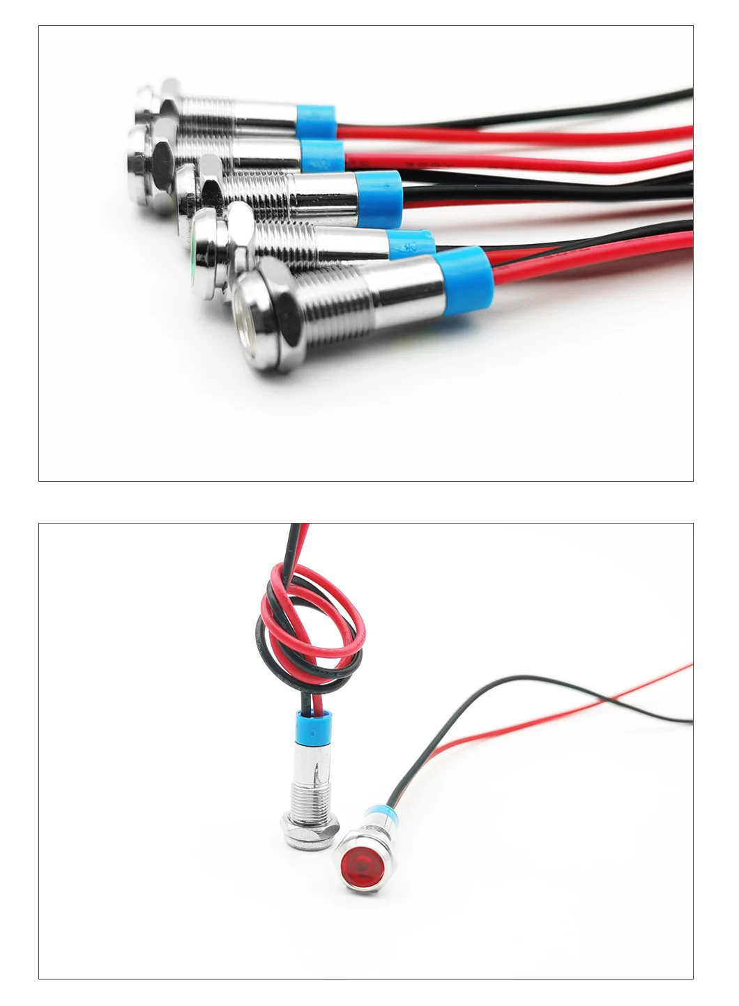 Waterproof 6mm metal led indicator light RG RB 3V 6V 24V  indicator lamp wire 15cm