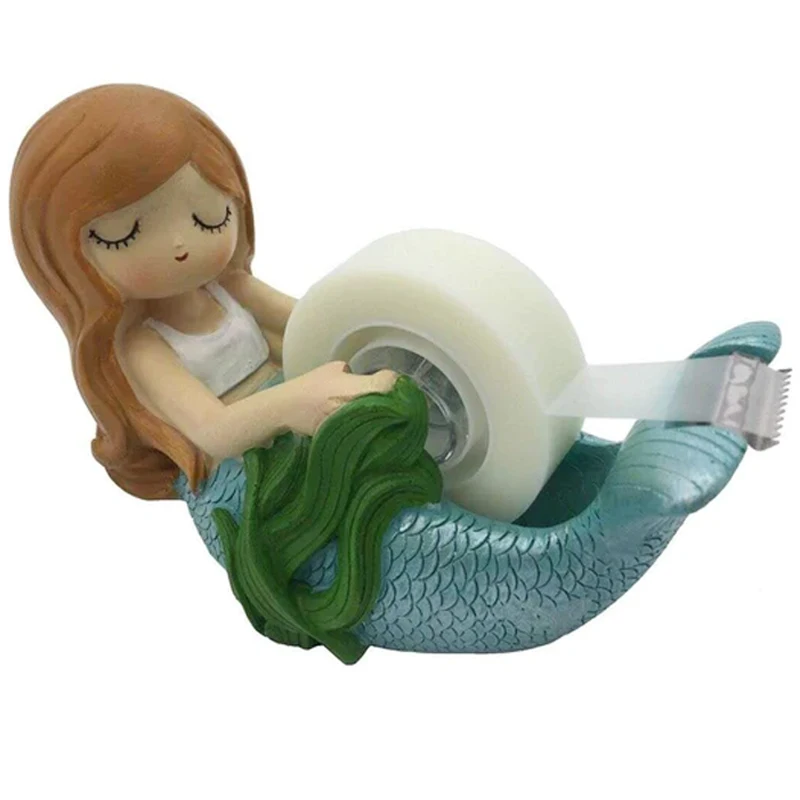 Настольный Режущий инструмент из смолы ручной работы для офиса и школы, милый резак для Русалочки, настольный держатель для ленты, диспенсер