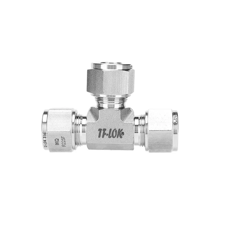 SS316 hydraulic double ferrule tee union(s) fitting