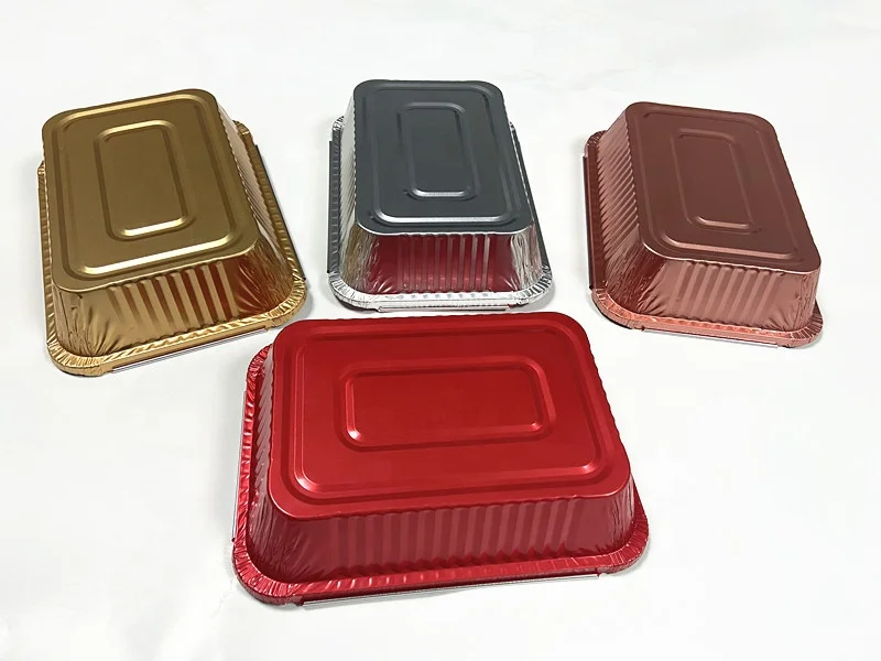 8*5 inches oven safe 1000ML Large Capacity Disposable Rectangle Colored  Aluminum Foil  Container Food Grade aluminum tray