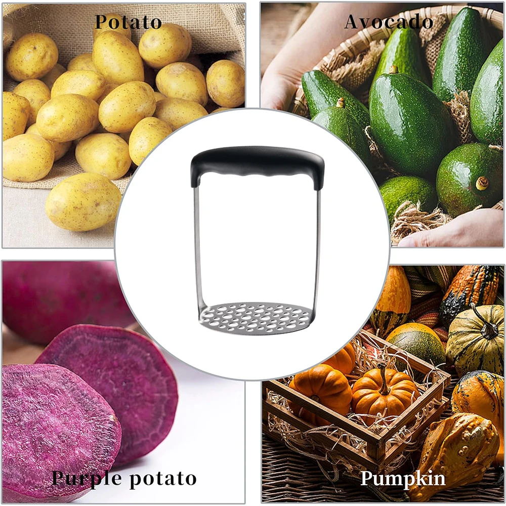 Kitchen Small Tool Manual Press Potato Mashing Machine Potato Press Stainless Steel for Home Use Black Metal Wood Utensils T/T