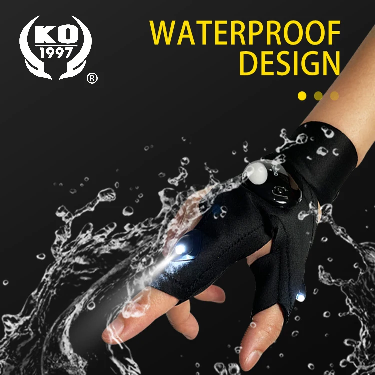 Manufacturers outdoor fishing tools magic belt fingerless gloves LED flashlight gloves