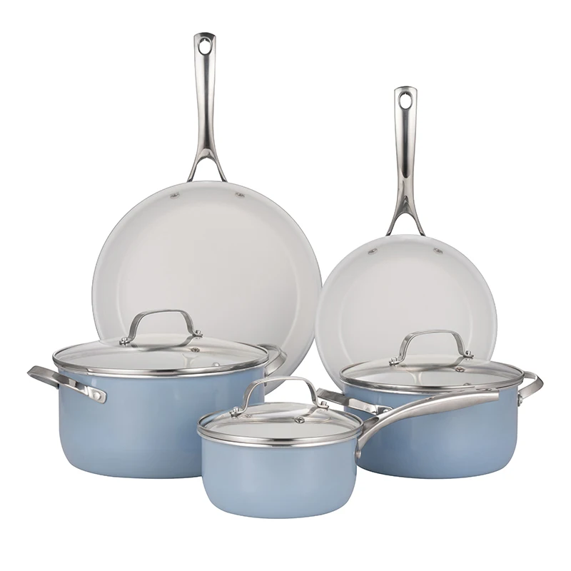 Набор алюминиевых кухонных кастрюль и сковородок с антипригарным керамическим покрытием 5 шт.