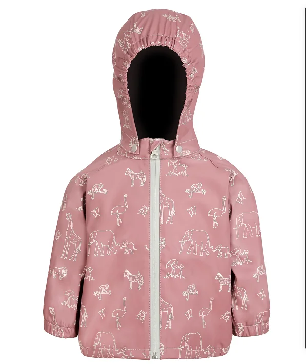 New Fashion Outdoor Kids Waterproof  PU Rain  Jackets Hooded Fleece For Baby Warm rain wear children rain coats