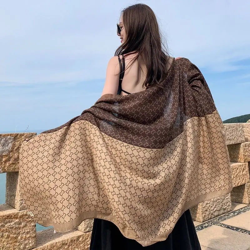 Женский шарф с принтом шарфы в этническом стиле шали для женщин платки из хлопка и льна Длинные