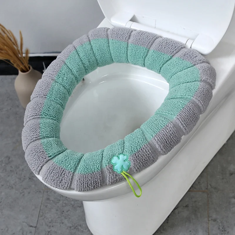 Winter Warm Toilet Seat Cover Mat Bathroom Toilet Pad Cushion With Handle Thicker Soft Washable Closestool Toilet Seat Cover