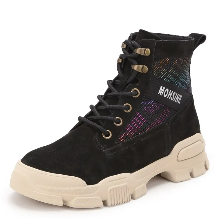 Высококачественные женские ботинки с принтом, увеличивающие рост до щиколотки, Осенние повседневные ботинки