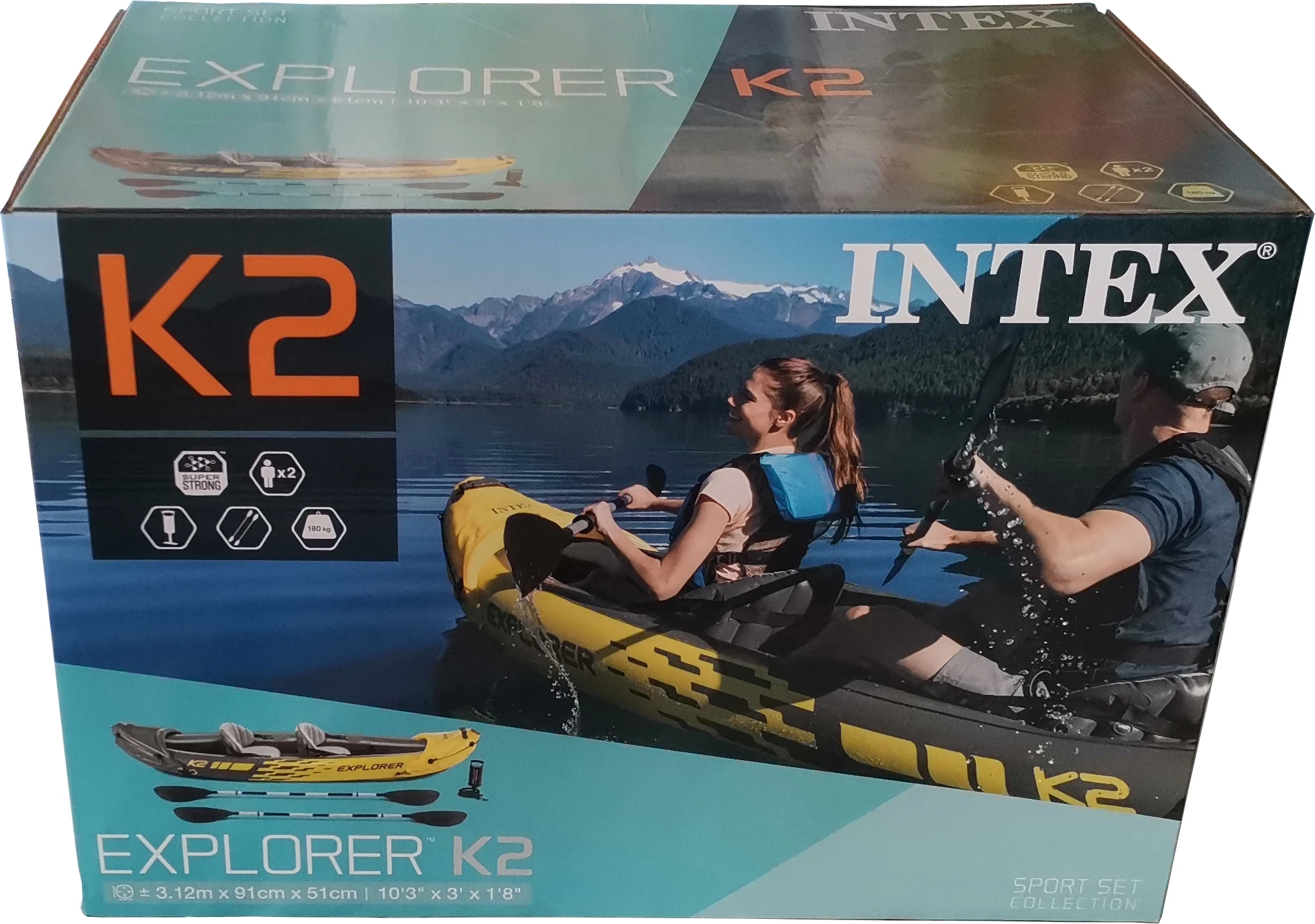 INTEX 68307 Inflatable Double Kayak Raft 3.12m Kayak Inflable Rafting With Patch, Hand Pump Etc Accessories