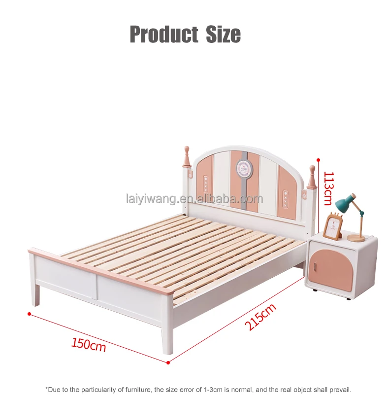 Durable Wooden Princess Pink Kids Single Bed Princess Bed Kids Bedroom Furniture
