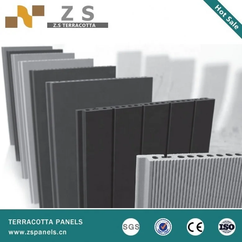 Ventilated facade structural clay tiles , Terracotta fasade decorative panels , lightweight curtain wall brick panels