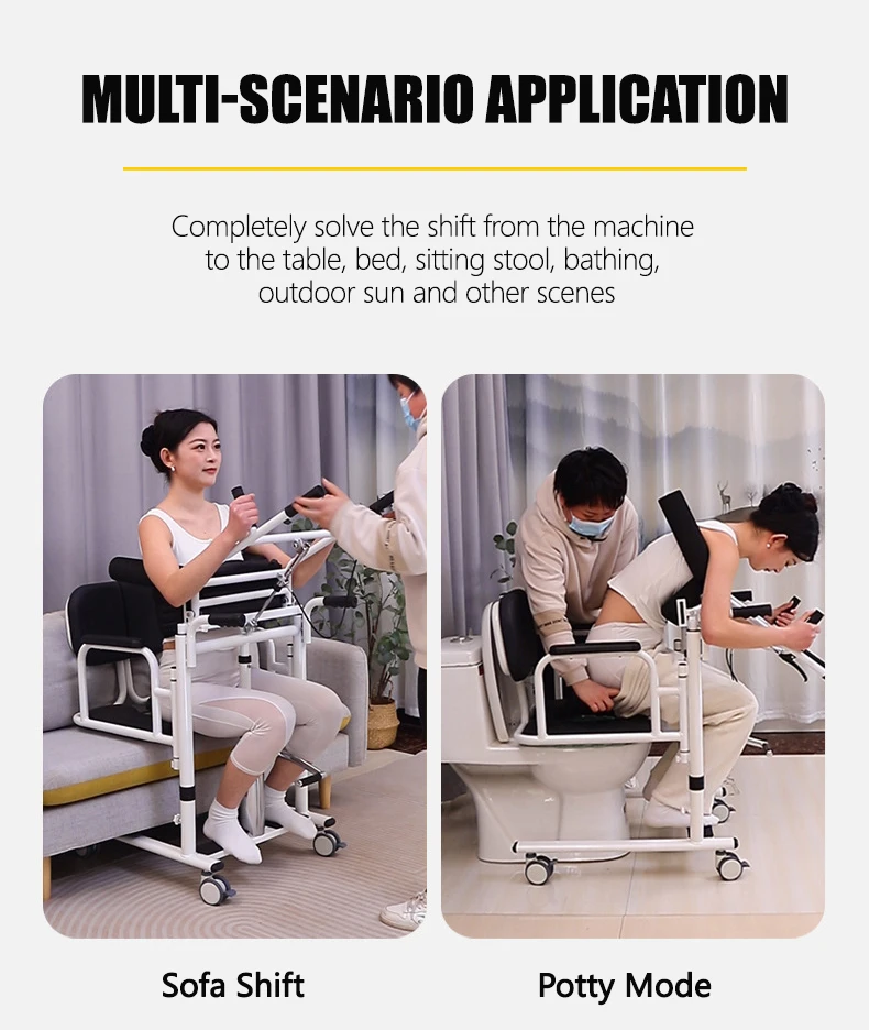 Multi-Functional Hydraulic Mobile Bedside Shifter Elderly Care Toilet Assisted With Wheel Seat Belt Disable Transfer Wheelchair