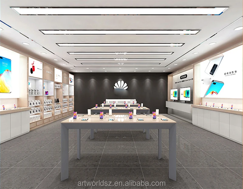 Artworld 3C Digital Mobile Phone Accessories Store Display Stand Electronics Shop Display Table Wall Wood Showcase Designs