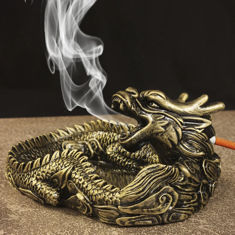 New chinese style dragon resin ashtray resin crafts for home decor antique ashtray for living room decoration