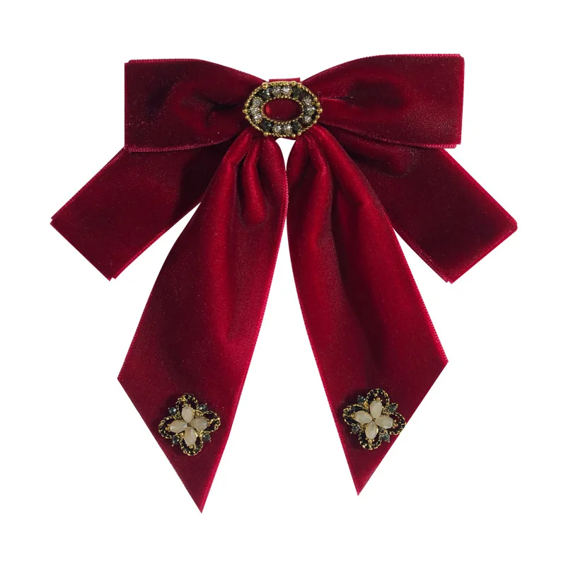 Женский плюшевый галстук-бабочка, брошь с кристаллами, модный красивый галстук-бабочка с бантом