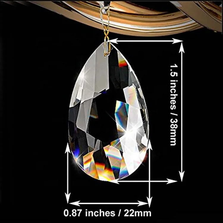Glass 2pcs14mm octagon beads + 38mm crystal chandelier pendant for ceiling droplets light refraction , wedding tree decoration