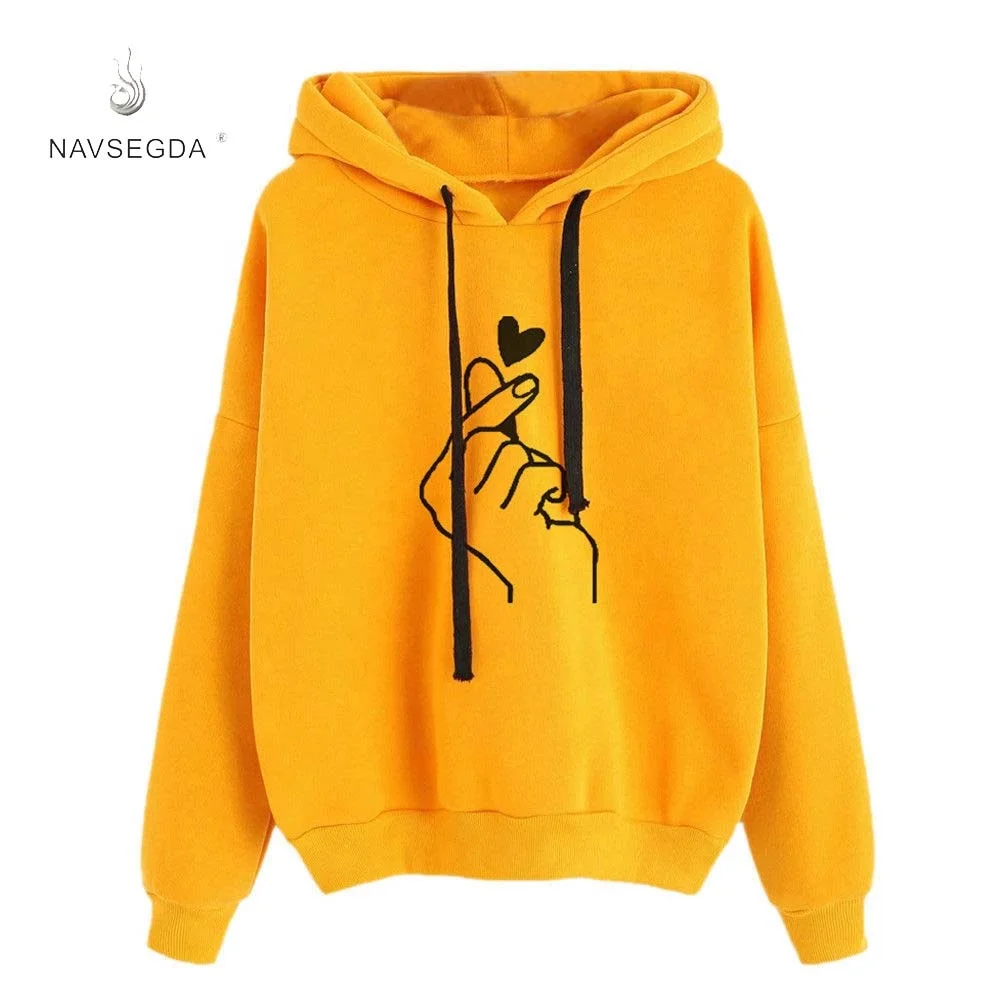 Новинка 2020, Модный женский свитер с капюшоном, повседневные куртки с длинным рукавом и принтом, пуловер, однотонные свободные топы с капюшоном