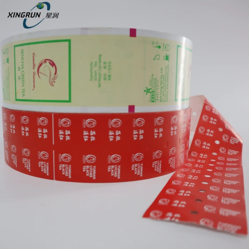 Custom Hot Sealed Coated Paper Tea Bag Nylon Triangle Teabag Tags Label Roll for IMA C21 Tea Bag Packing Machinery