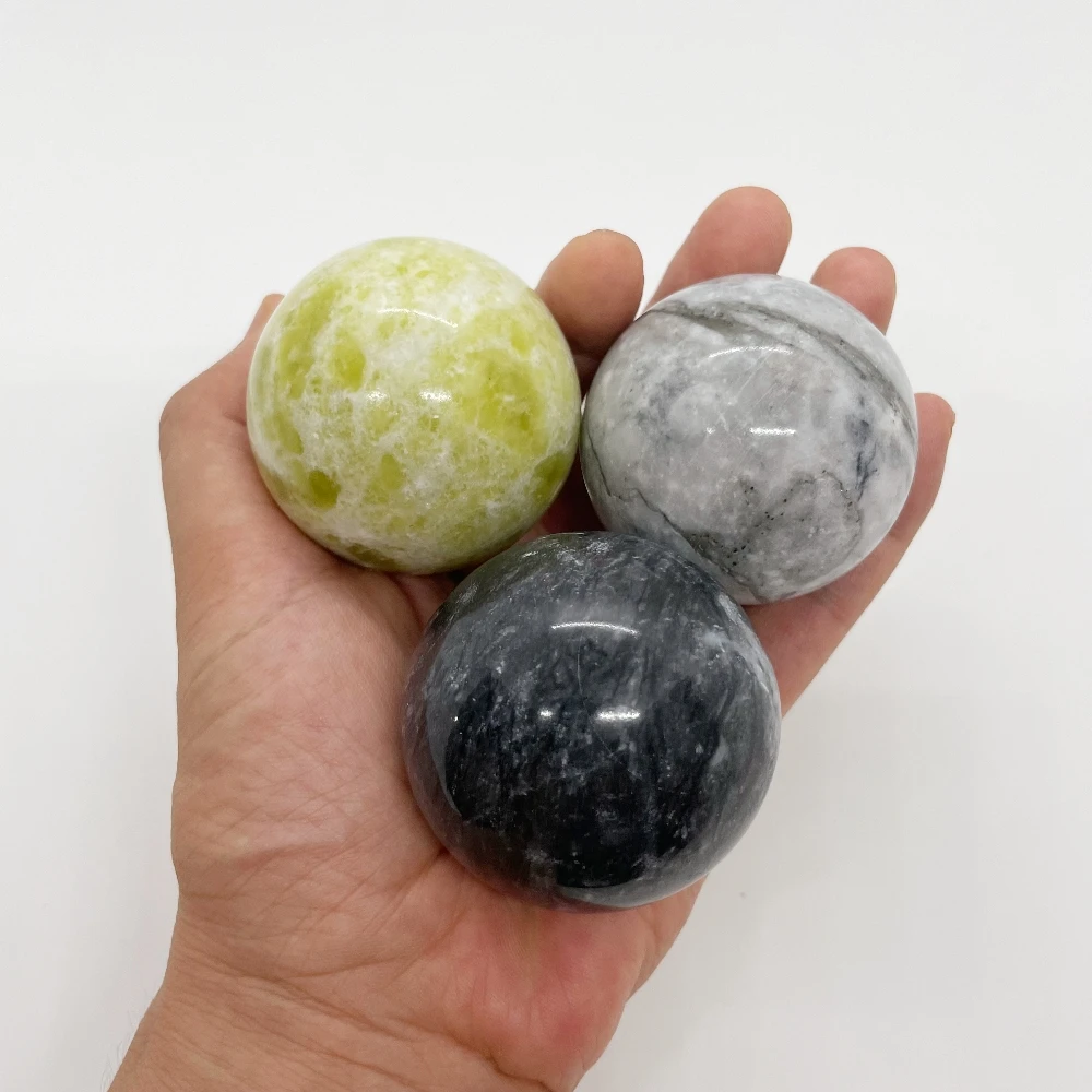 Set of 2 50mm Tourmaline Jade Fitness Balls Carved Crystal Balls Agate&Gemstone Polished Spheres with Engraving Love Theme