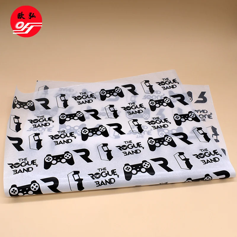 black and white color with your logo custom wrapping paper packing tissue paper