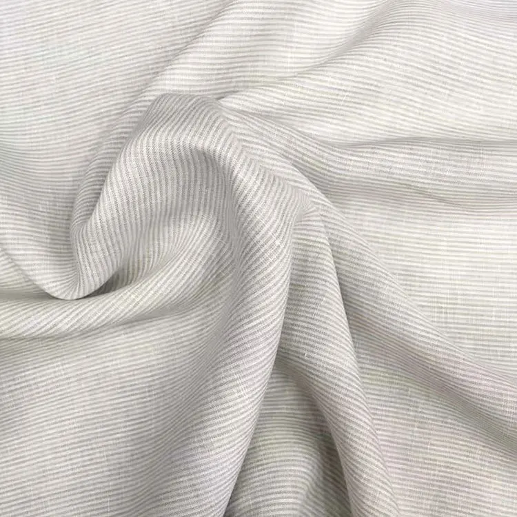 New arrivals linen cotton blend plain Bedding garment material yarn dyed striped cotton poplin shirt fabric